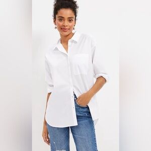 LOFT White Oversized Everyday Shirt - Medium